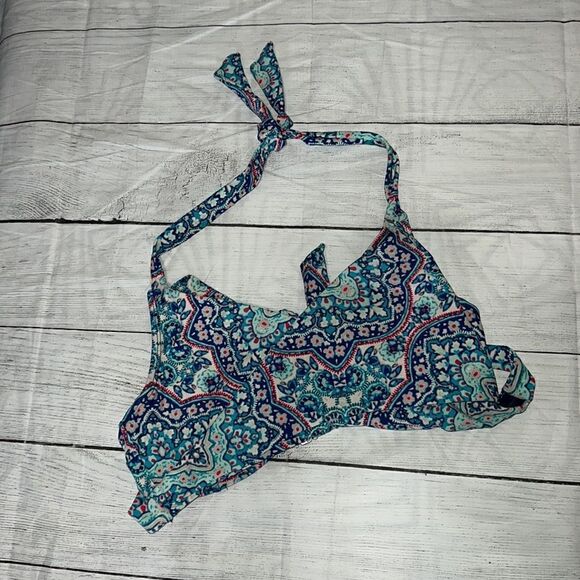 Athleta Monaco Bra Cup Wrap Bikini Removable Cups Underwire Halter sz 36B / 36 C - Picture 2 of 7